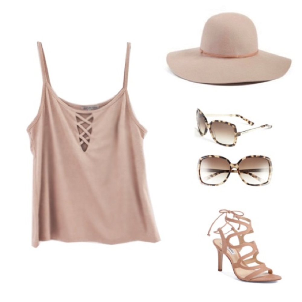 •CHARLOTTE RUSSE• Faux Suede Lattice Tank
