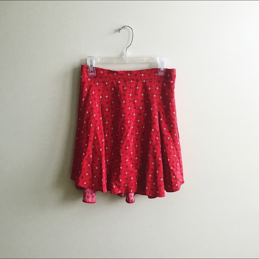 Red patterned skater skirt