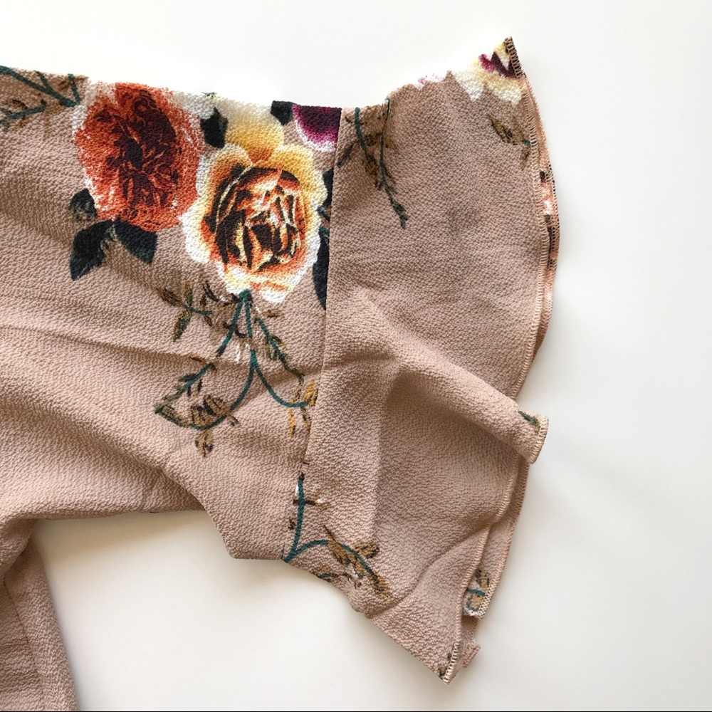 Nude Floral Kimono Romper - Picture 7 of 7