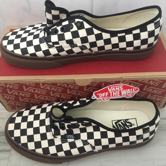 vans authentic checkerboard black white gum