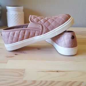 NWOT Pink Quilted Slip-ons