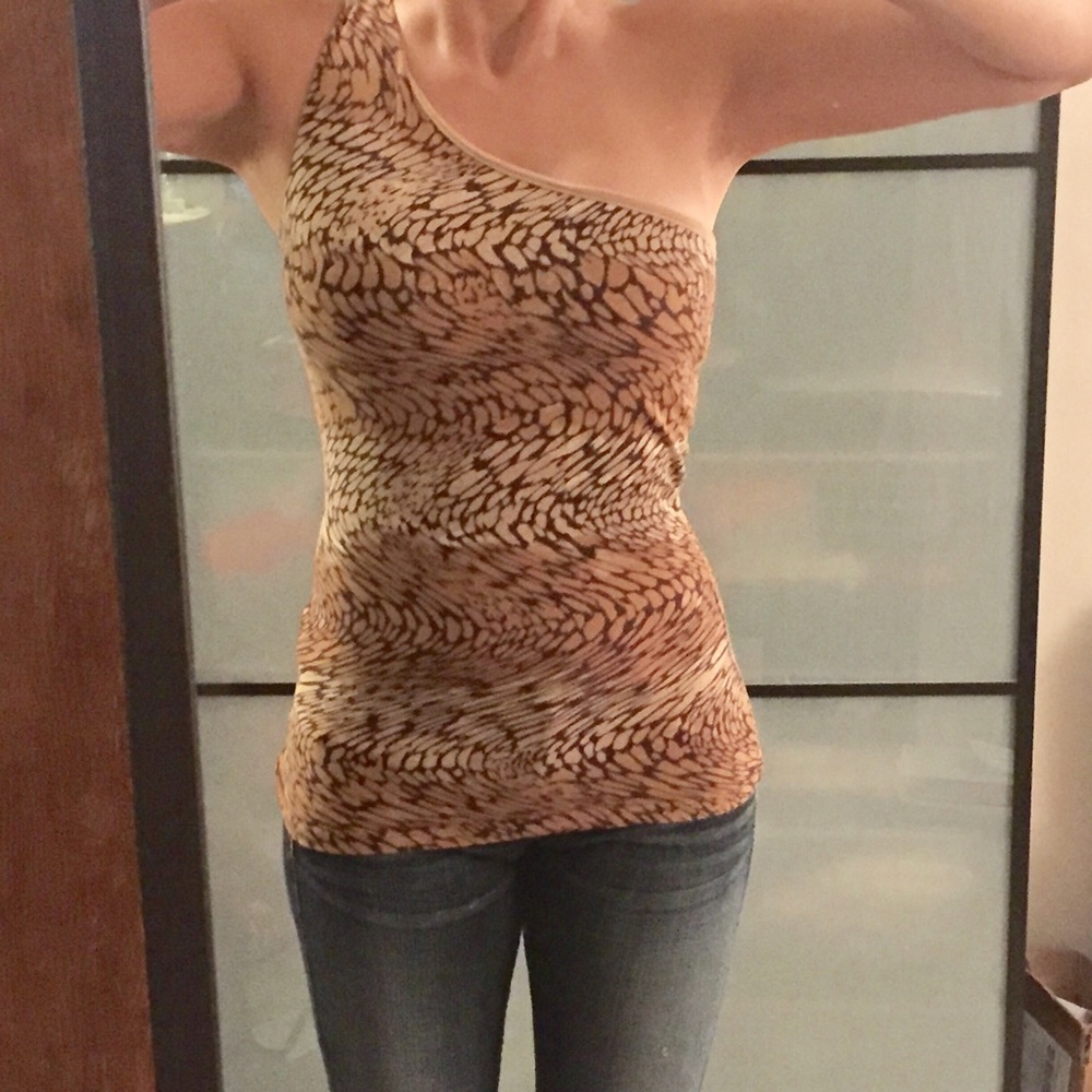 One shoulder tank top animal print