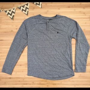 Volcom Pire Grey Raglan Henley Long Sleeve Shirt