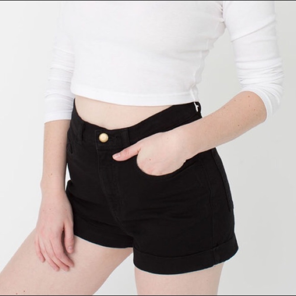 American Apparel Denim High Waist Cuff Short