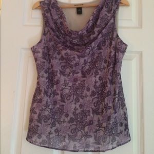 Print cowl neck front