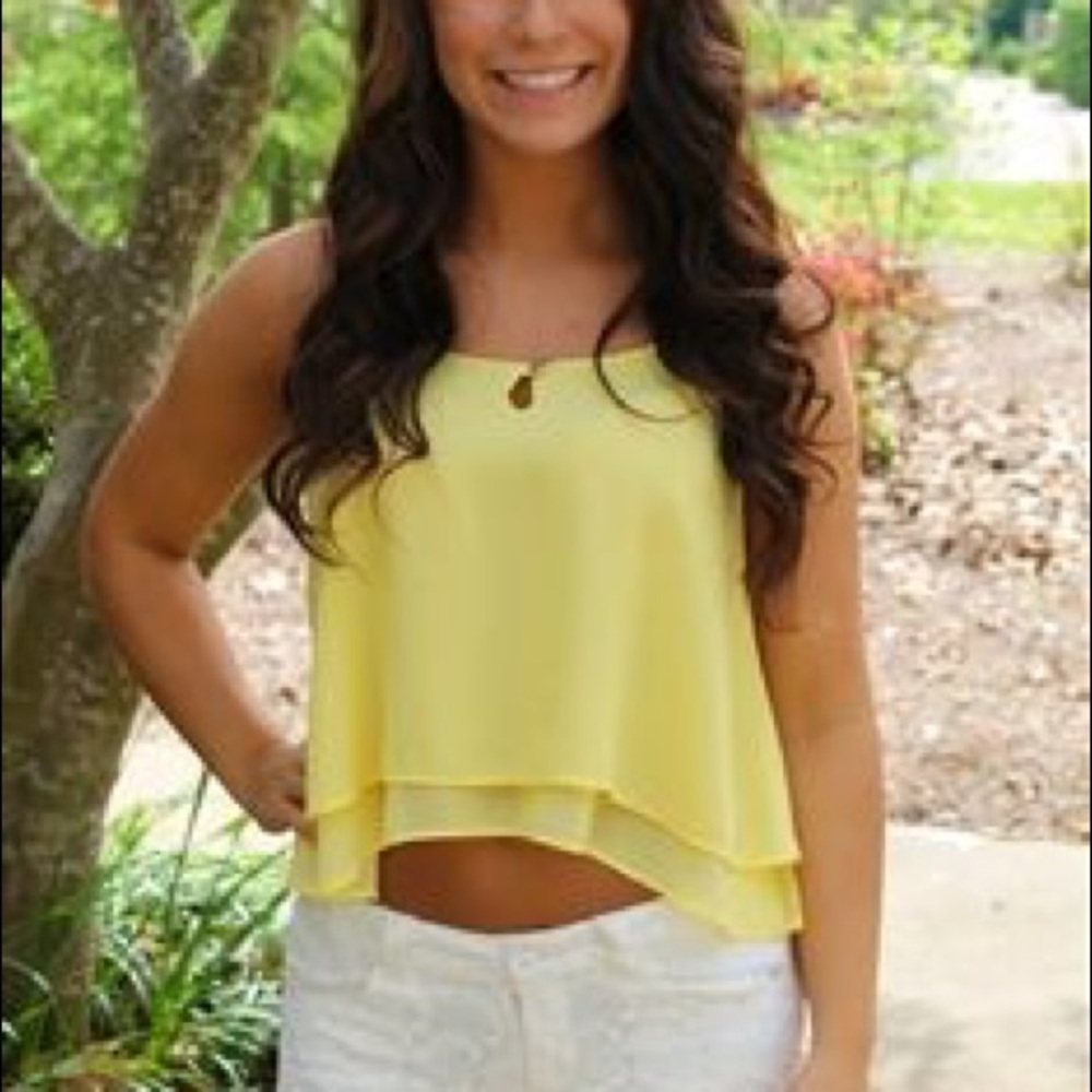 Lucy Love Cropped Yellow Tank Top