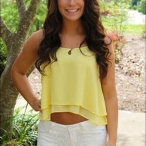 Lucy Love Cropped Yellow Tank Top