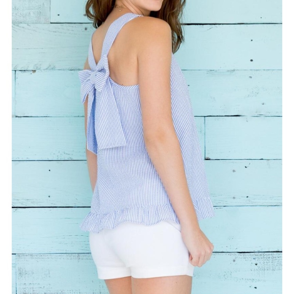 Francesca's seersucker bow back tank