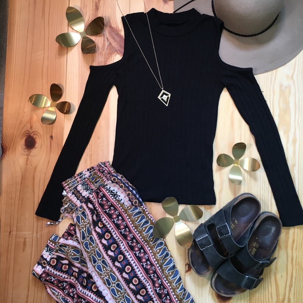 Mock Neck Cutout Top