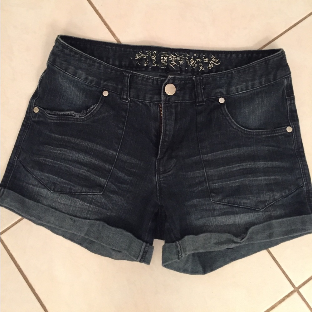 Express dark demin shorts