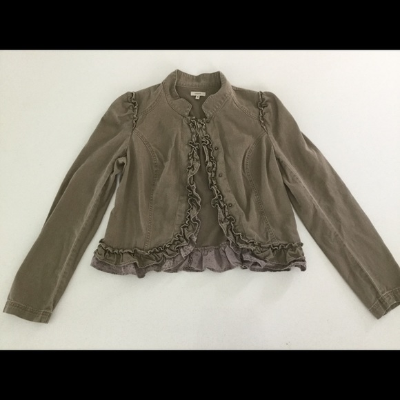 Tops - Sashimi khaki ruffle jacket SZ M