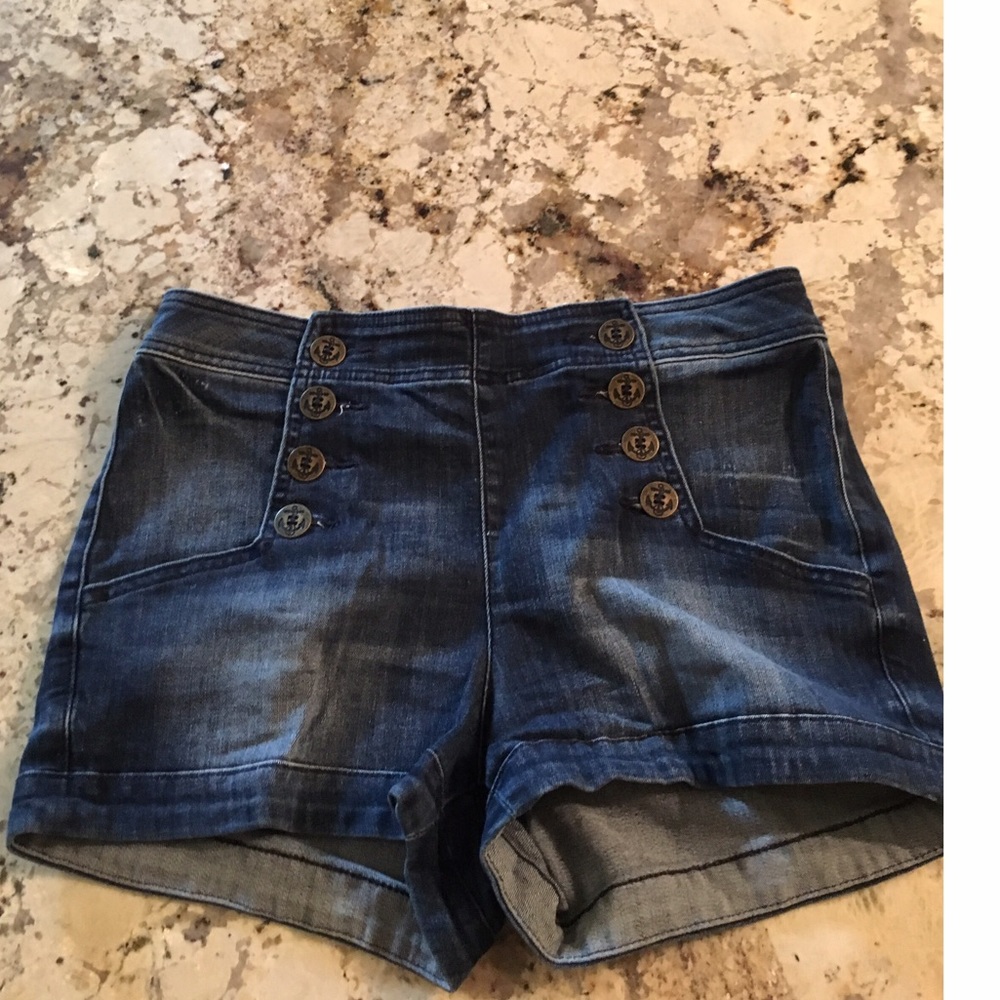 Express high waisted denim shorts