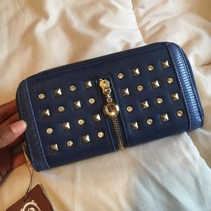 navy two fold wallet