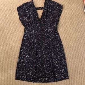 Navy dress with multi colored triangles