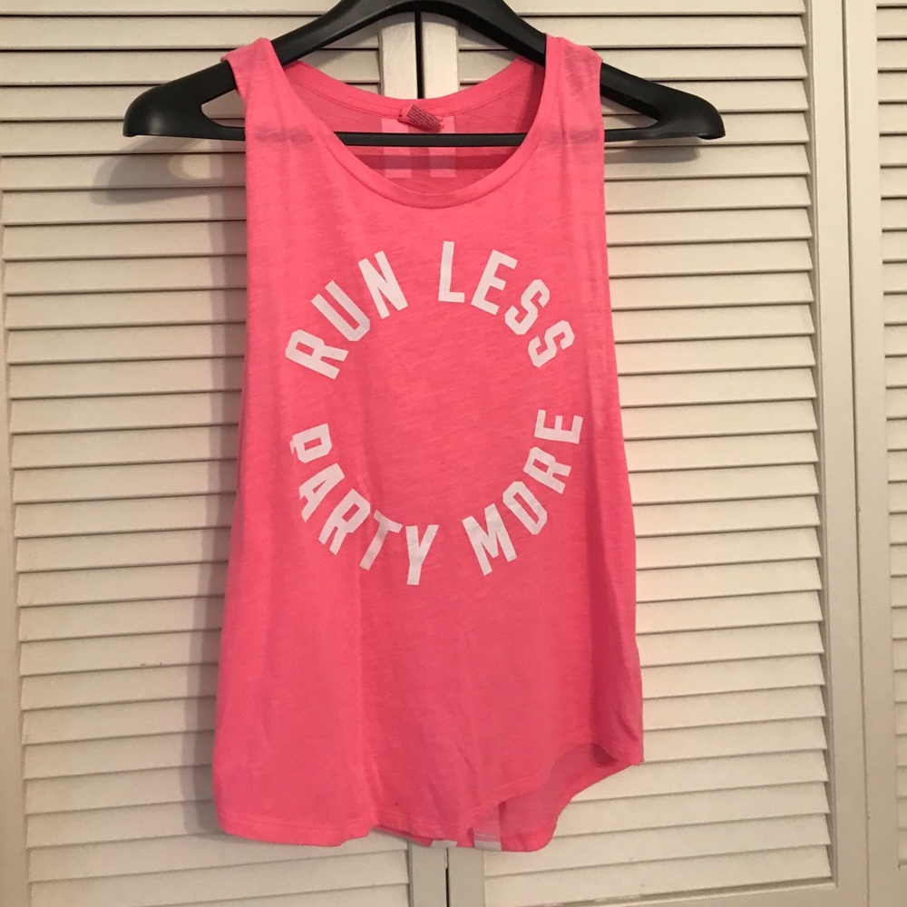 Run less party more muscle tank PINK