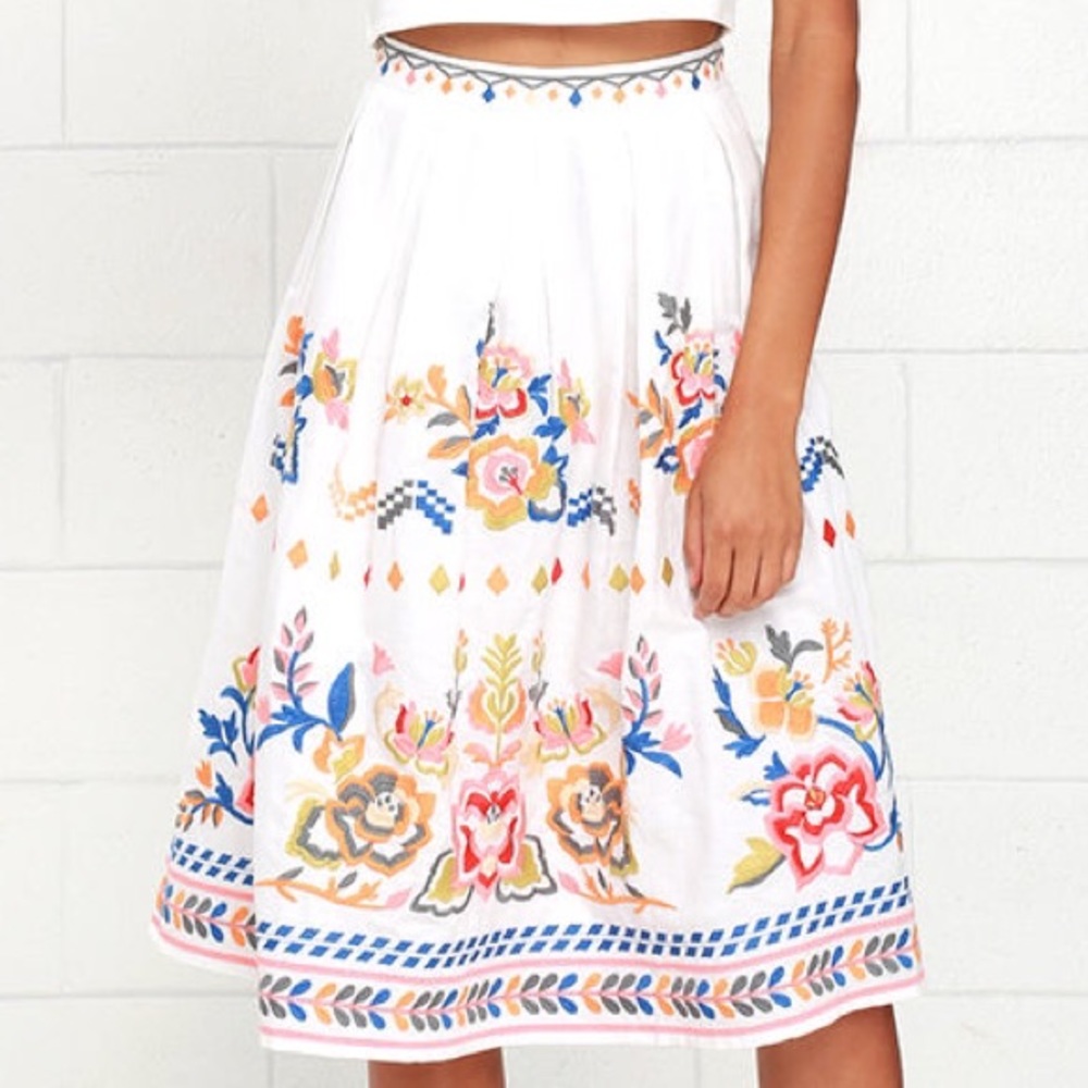 White embroidered skirt