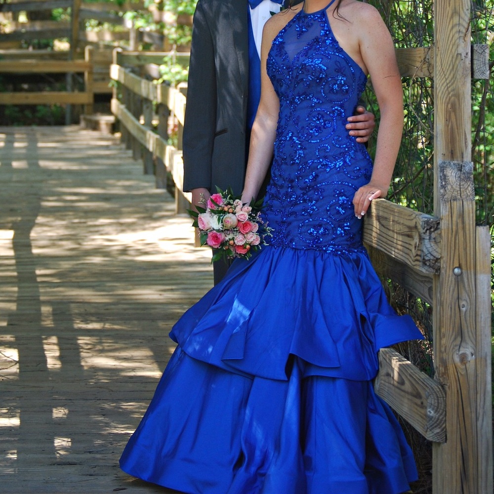 royal blue sherri hill prom dress