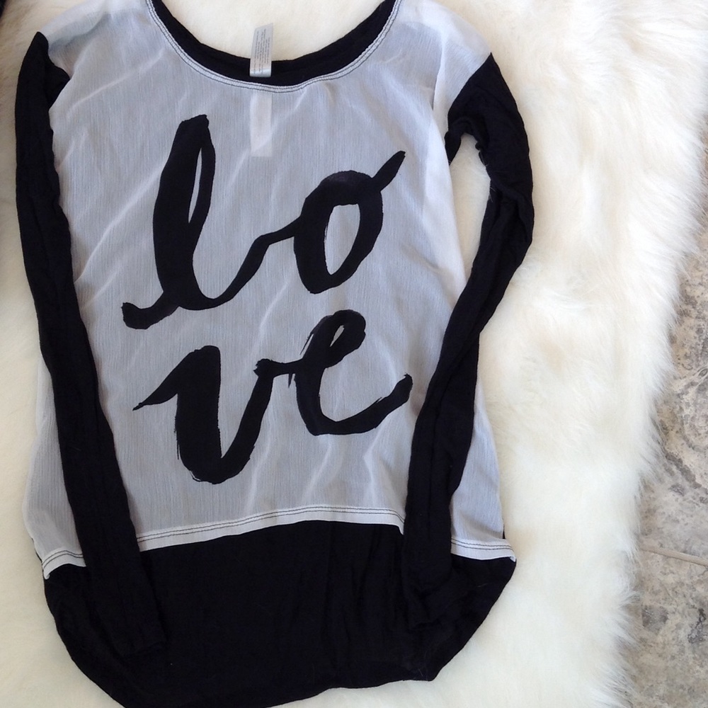 LOVE Black and white long sleeve shirt