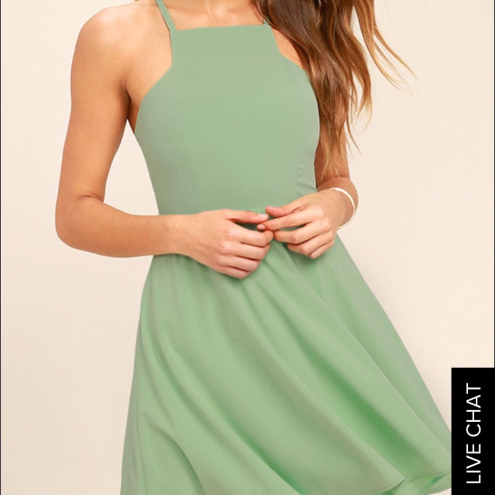 sage green skater dress