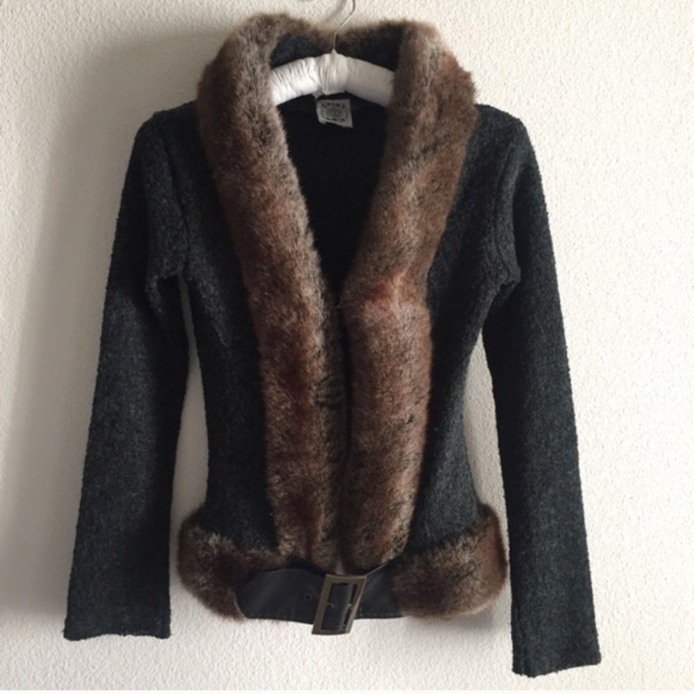 Fabulous Fur Trim Cardigan