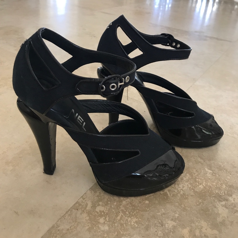 Chanel Open Toe Platform Heels