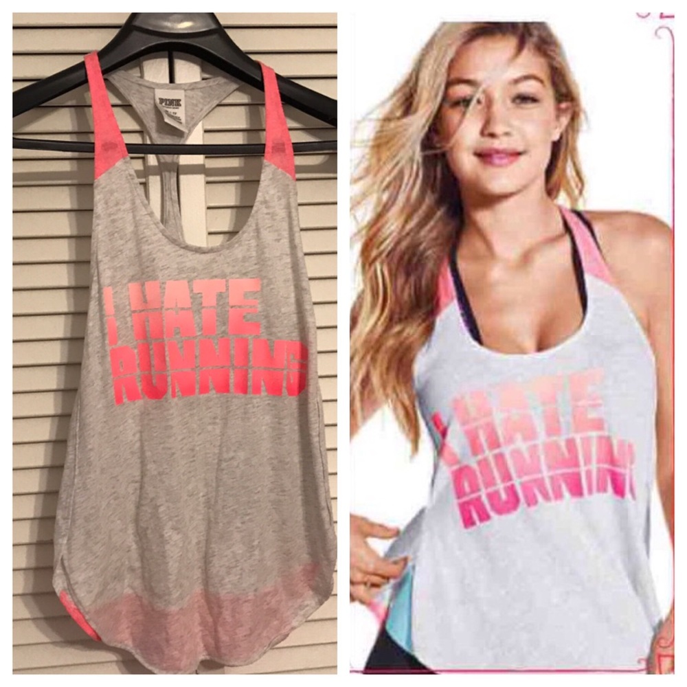 PINK I hate running workout tank