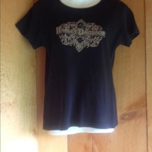 Short sleeve Harley Top, sexy copper studs.