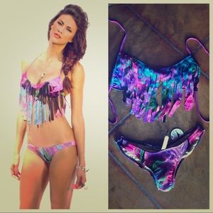 NWT Tyler rose fringe bikini L top M bottom