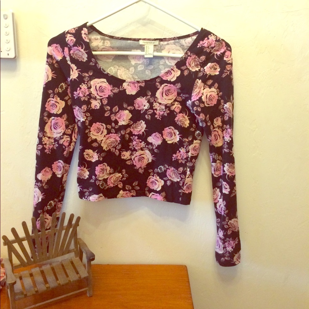 Floral Long Sleeve Crop Top