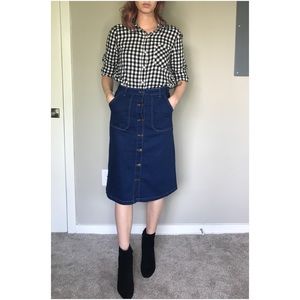 Zara Denim Midi A-Line Skirt Size XS