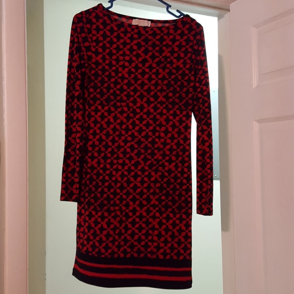 Michael Kors red and black long sleeved dress
