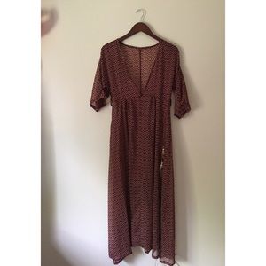 Deep Red Floral Maxi Dress