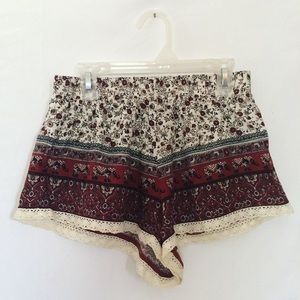 Floral elephant print shorts