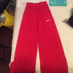 Nike red and white sweatpants