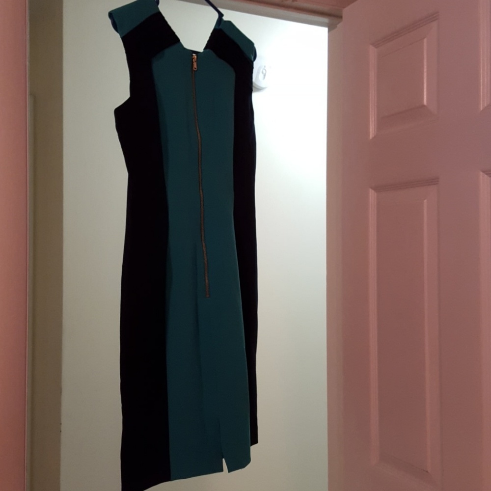 Chetta B. turquoise and navy dress