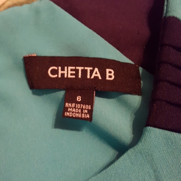 Chetta B. turquoise and navy dress - Picture 3 of 4