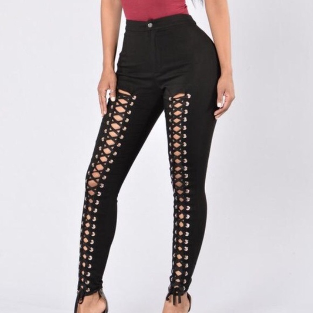 Never used black laced up leggings