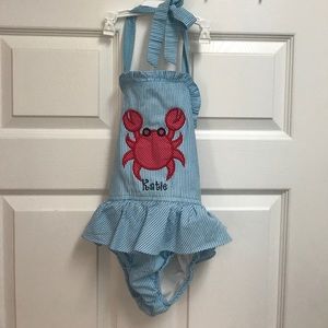 Seersucker appliqué swim suit