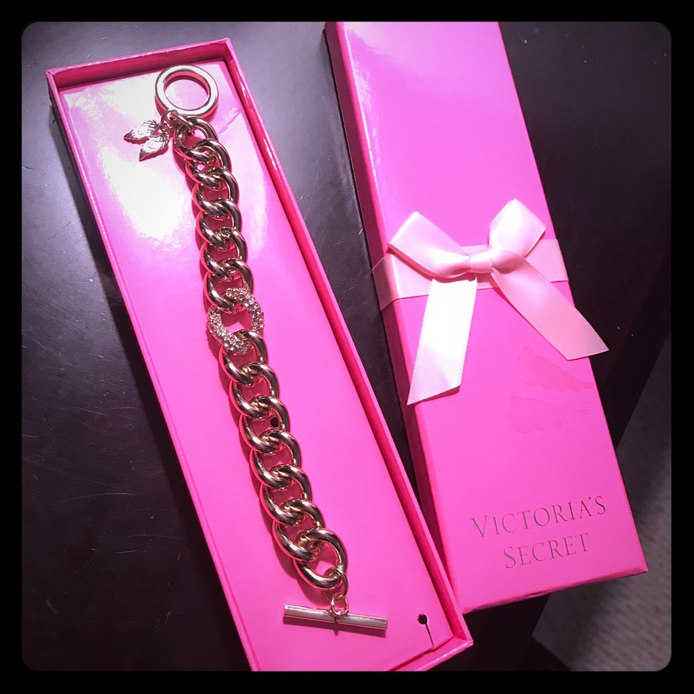 Victoria's Secret gold rhinestone toggle bracelet