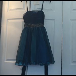 Blue and black tulle dress