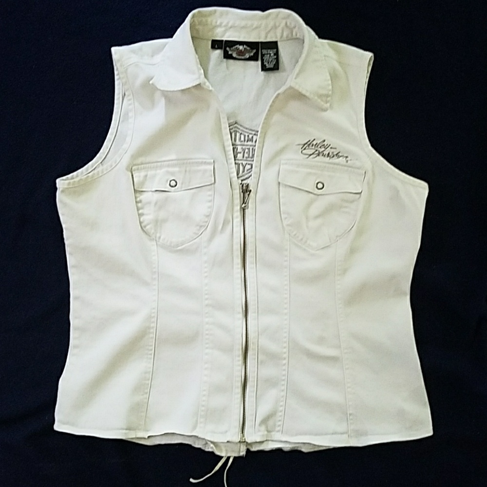 White Harley Davidson vest shirt