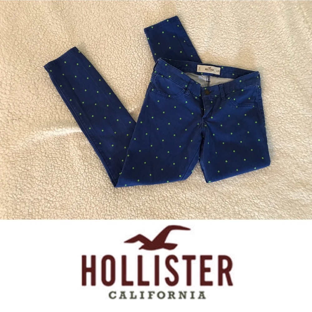 Hollister Cobalt Blue/Green Polka Dot Jeans size 0