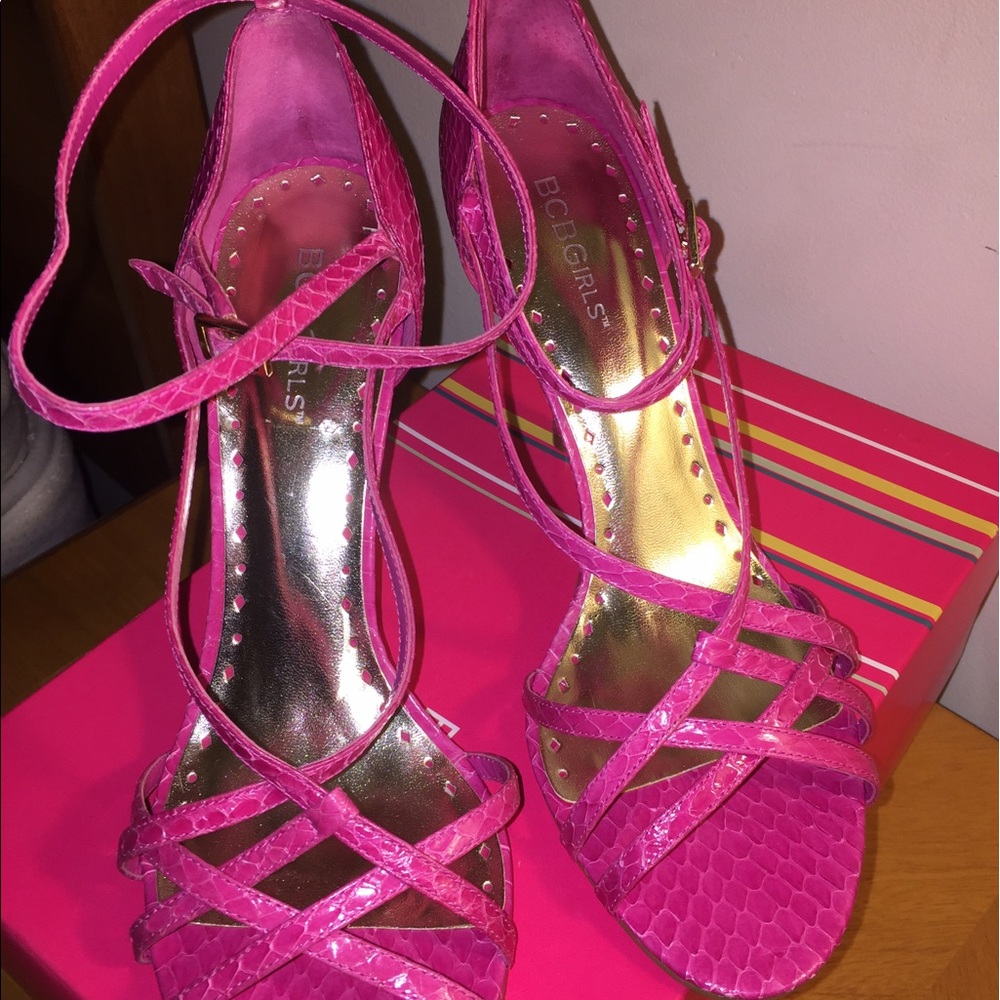 BCBG Girls Pink Snakeskin High heeled Sandal