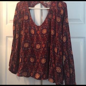Burgundy flowy long sleeved top