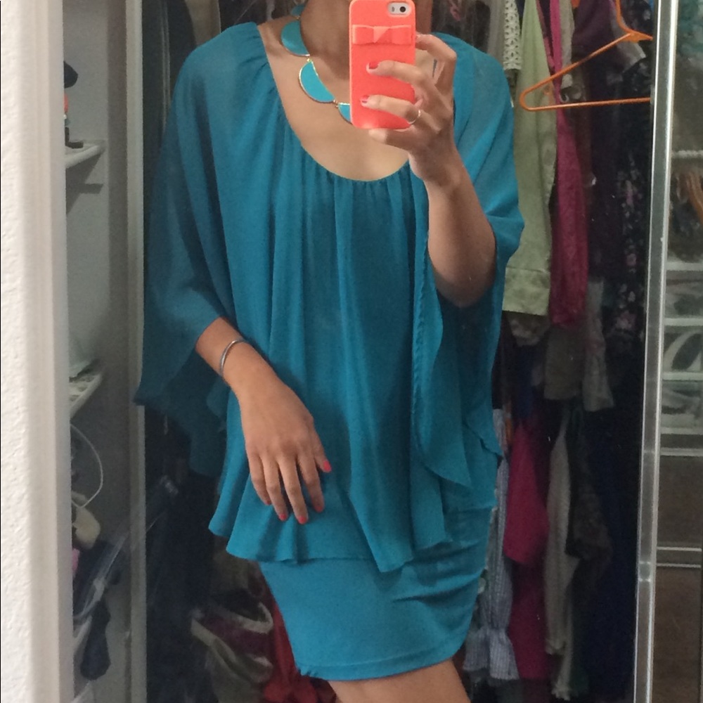Gorgeous Blue Cape Dress Arden B