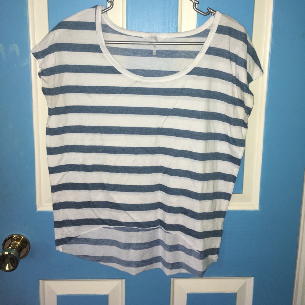 Blue and white striped t-shirt
