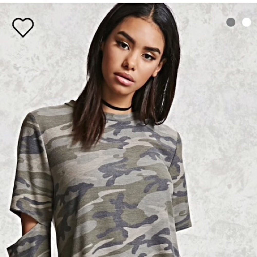 Camo Print Elbow Cut Out Tunic🍃SALE🌸