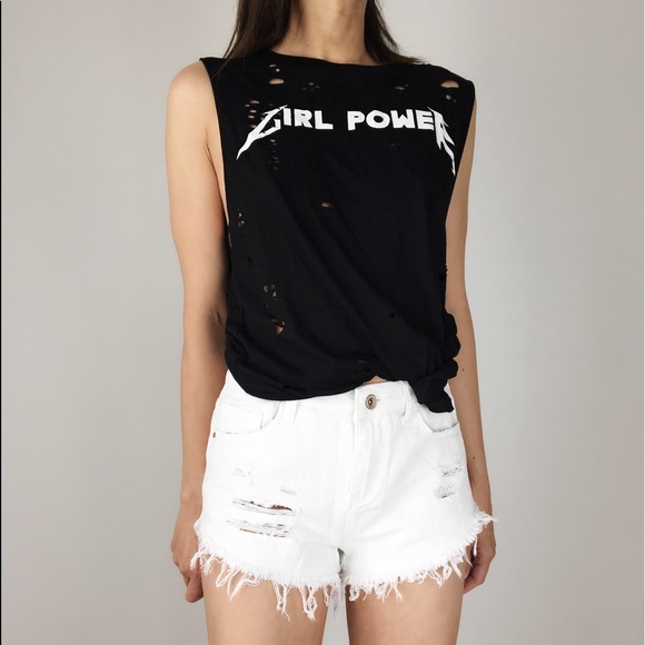 ON SALE. Must have White distressed frayed shorts - Picture 2 of 4