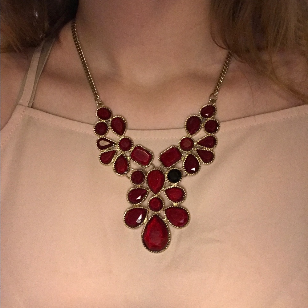 Burgundy/red/wine colored statement necklace