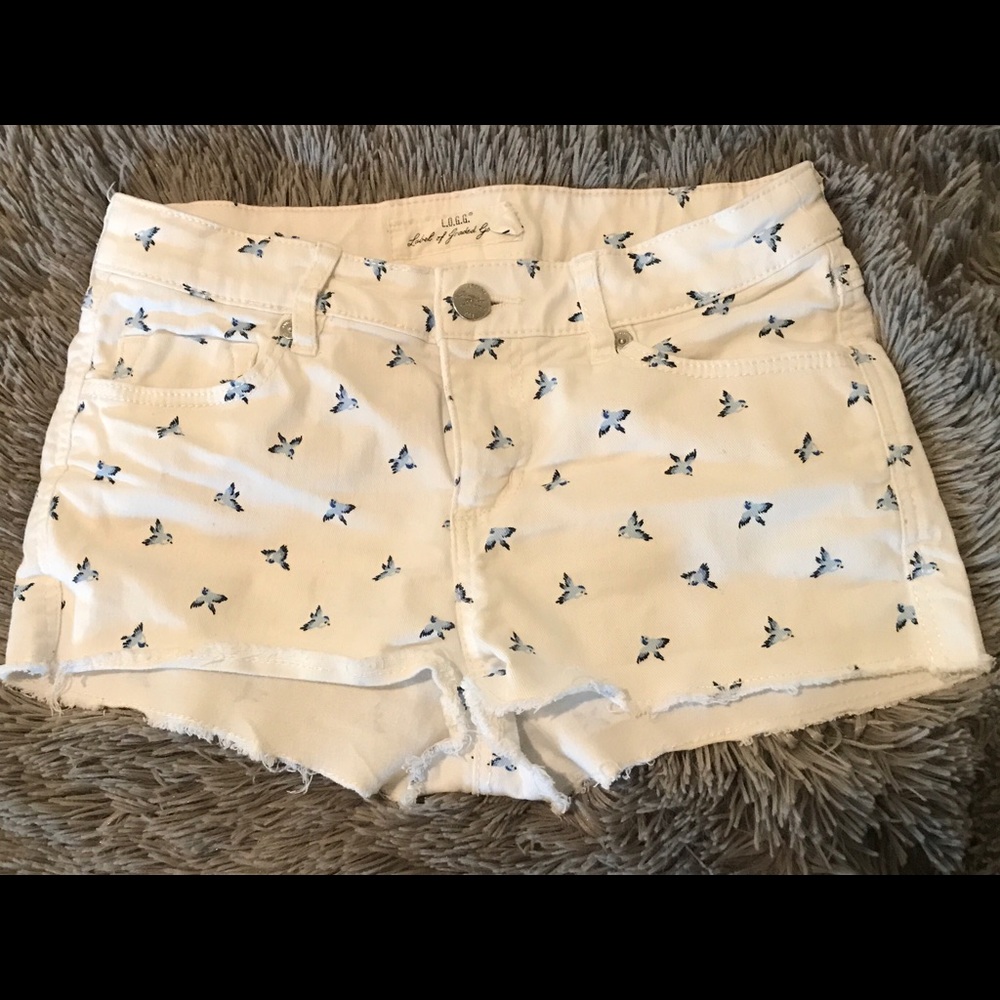 LOGG Bird Cut-off jean shorts.  H&M size US 11-12Y